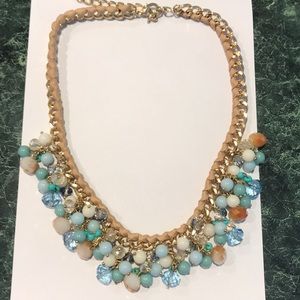 Blue and Cream Beaded Necklace